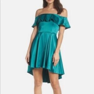 Teal Emerald Off The Shoulder Dress